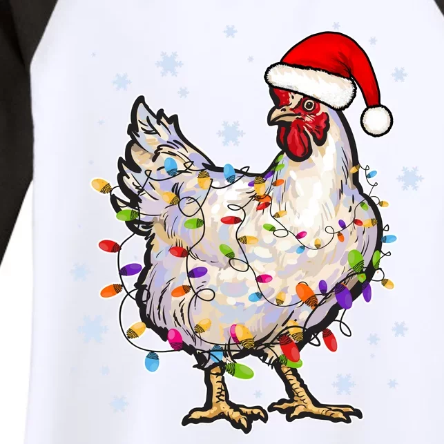 Christmas Santa Chicken Women's Tri-Blend 3/4-Sleeve Raglan Shirt