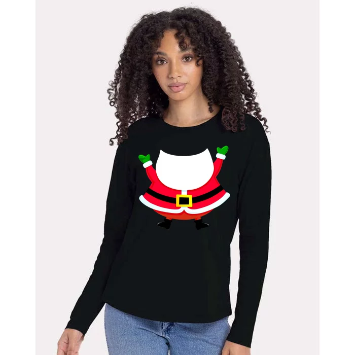 Christmas Santa Claus Big Head Suit Womens Cotton Relaxed Long Sleeve T-Shirt