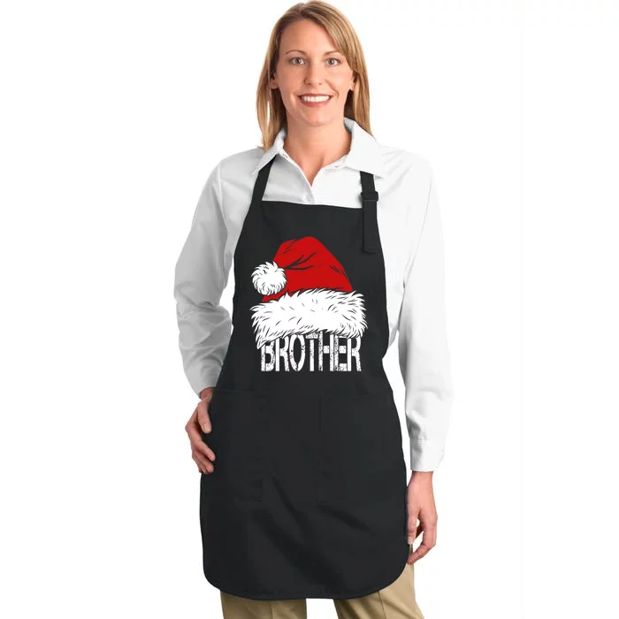 Christmas Santa Hat Brother Full-Length Apron With Pocket