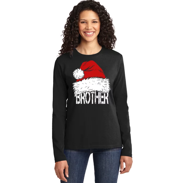 Christmas Santa Hat Brother Ladies Long Sleeve Shirt