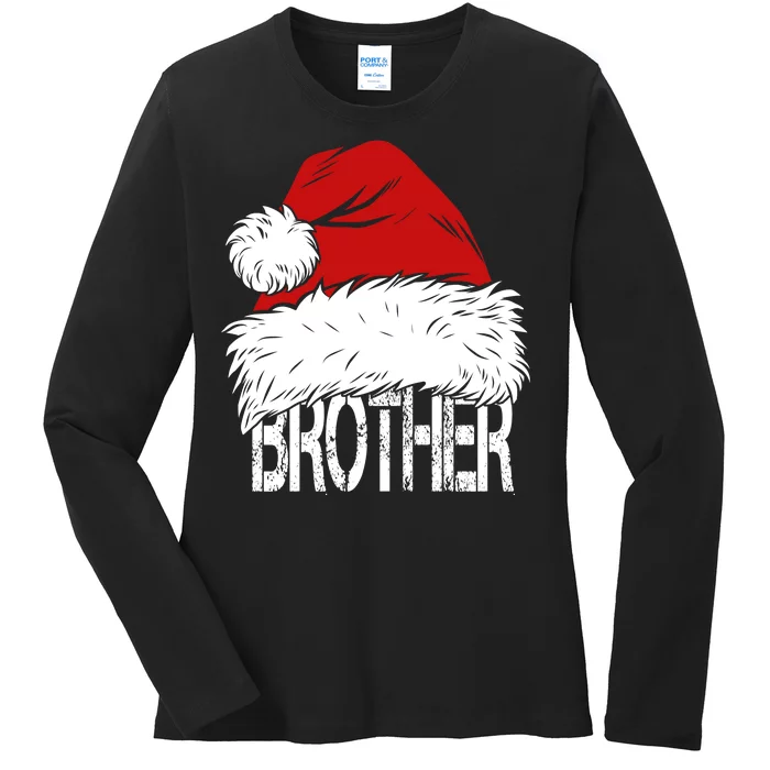 Christmas Santa Hat Brother Ladies Long Sleeve Shirt