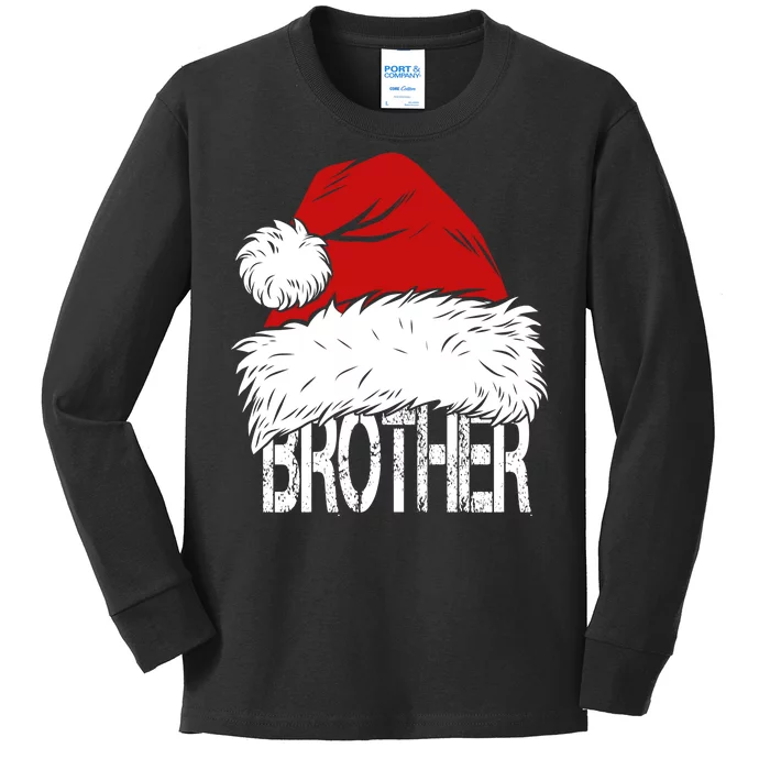 Christmas Santa Hat Brother Kids Long Sleeve Shirt