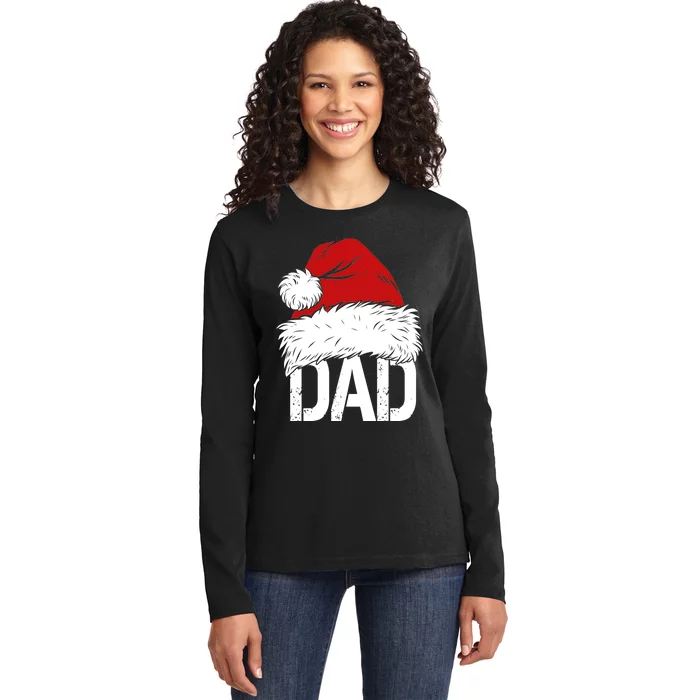 Christmas Santa Hat Dad Ladies Long Sleeve Shirt