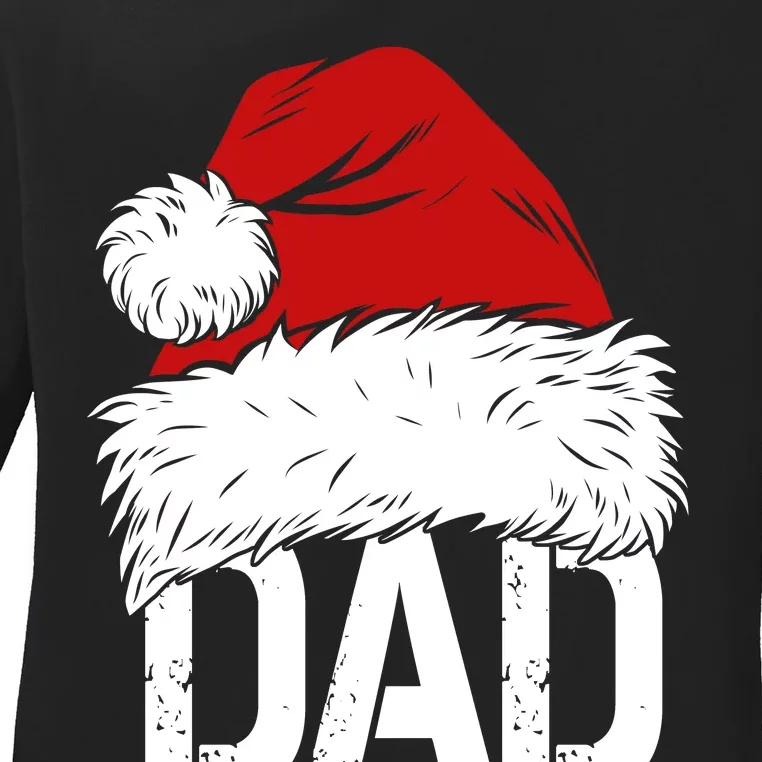 Christmas Santa Hat Dad Ladies Long Sleeve Shirt