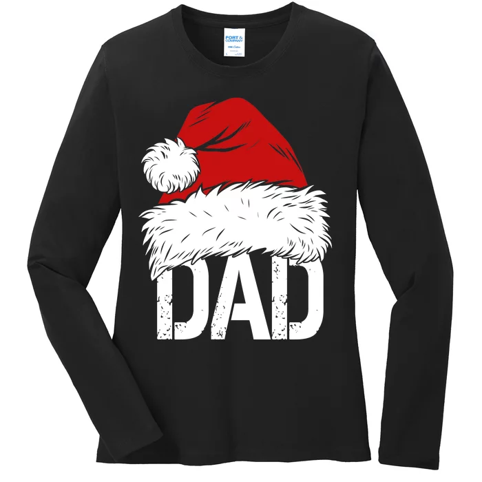 Christmas Santa Hat Dad Ladies Long Sleeve Shirt