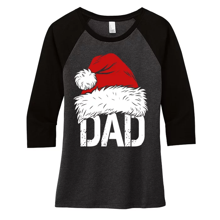 Christmas Santa Hat Dad Women's Tri-Blend 3/4-Sleeve Raglan Shirt