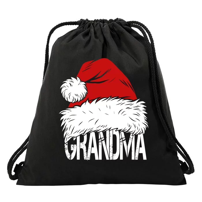 Christmas Santa Hat Grandma Drawstring Bag