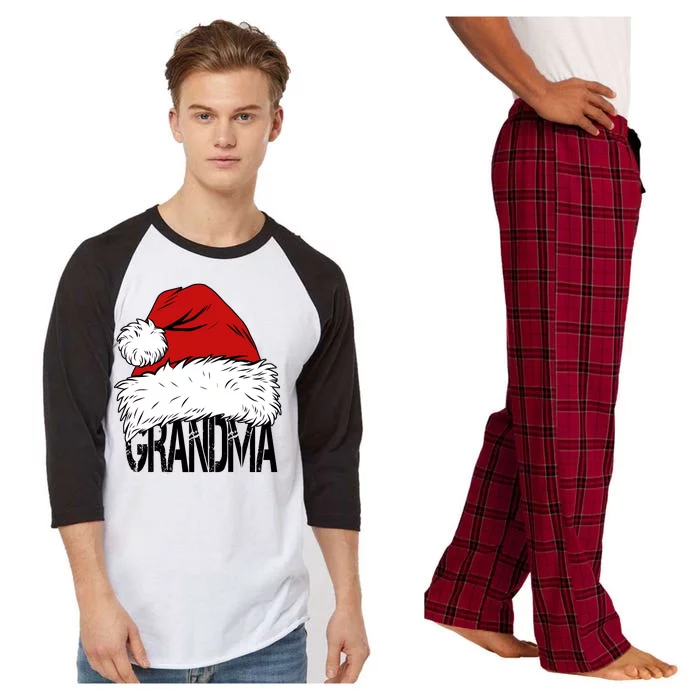 Christmas Santa Hat Grandma Raglan Sleeve Pajama Set