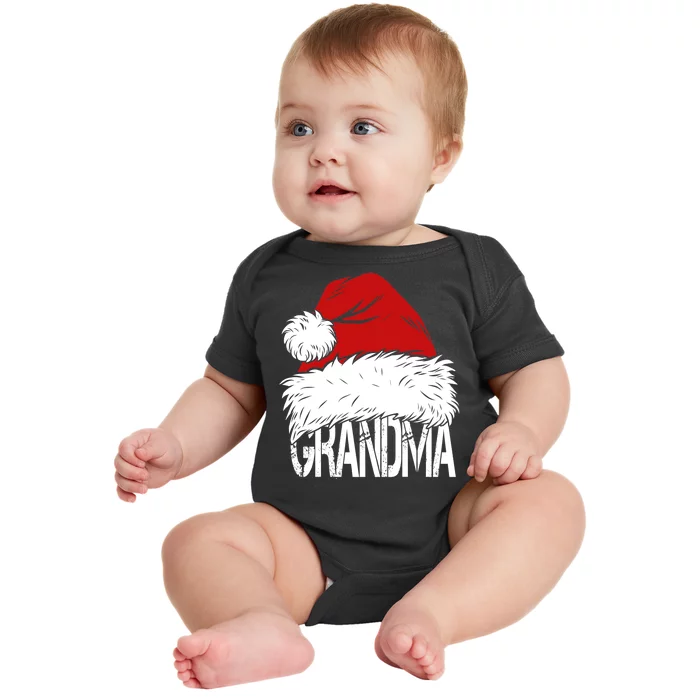 Christmas Santa Hat Grandma Baby Bodysuit