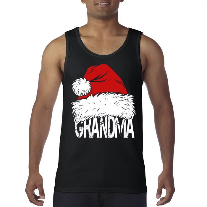 Christmas Santa Hat Grandma Tank Top