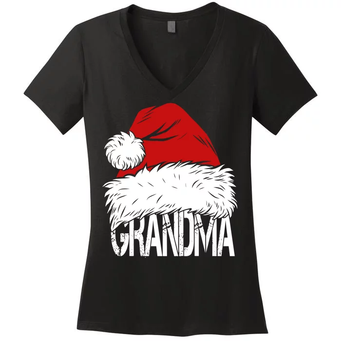 Christmas Santa Hat Grandma Women's V-Neck T-Shirt