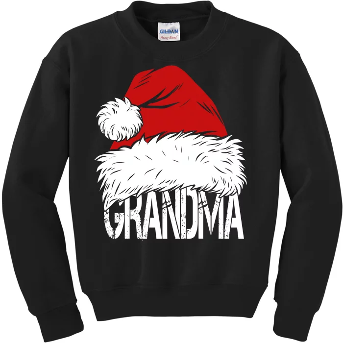 Christmas Santa Hat Grandma Kids Sweatshirt