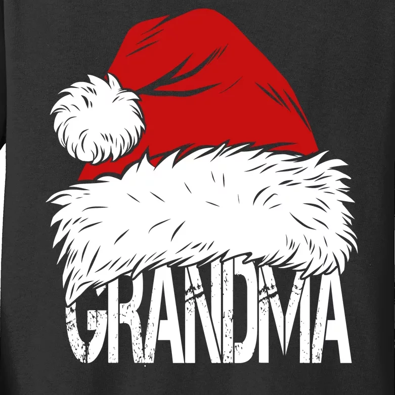 Christmas Santa Hat Grandma Kids Long Sleeve Shirt