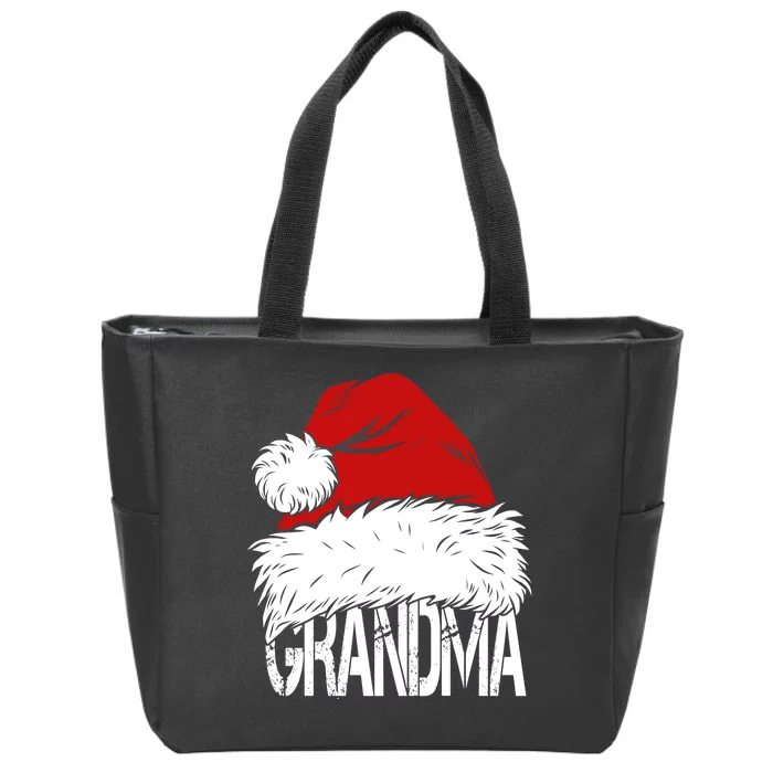 Christmas Santa Hat Grandma Zip Tote Bag