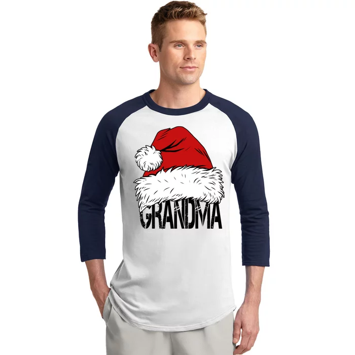 Christmas Santa Hat Grandma Baseball Sleeve Shirt