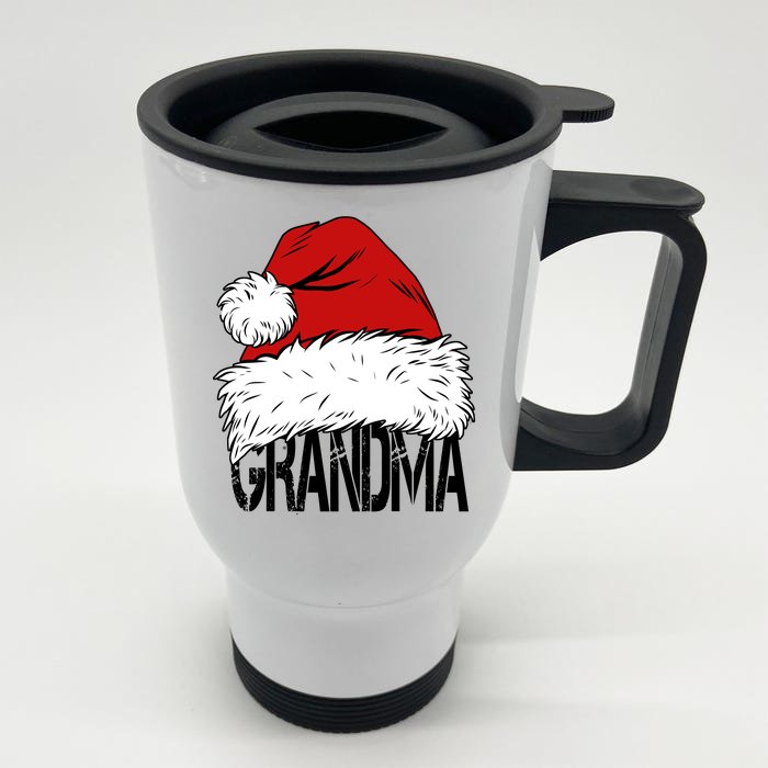 Christmas Santa Hat Grandma Front & Back Stainless Steel Travel Mug