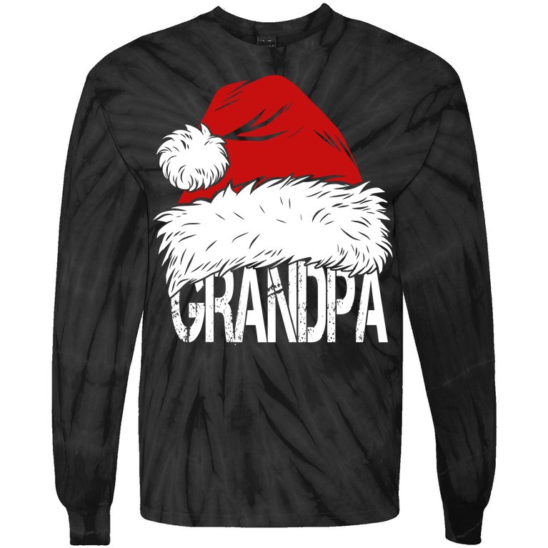 Christmas Santa Hat Grandpa Tie-Dye Long Sleeve Shirt
