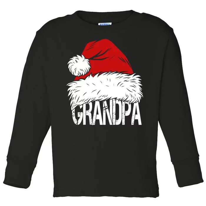 Christmas Santa Hat Grandpa Toddler Long Sleeve Shirt