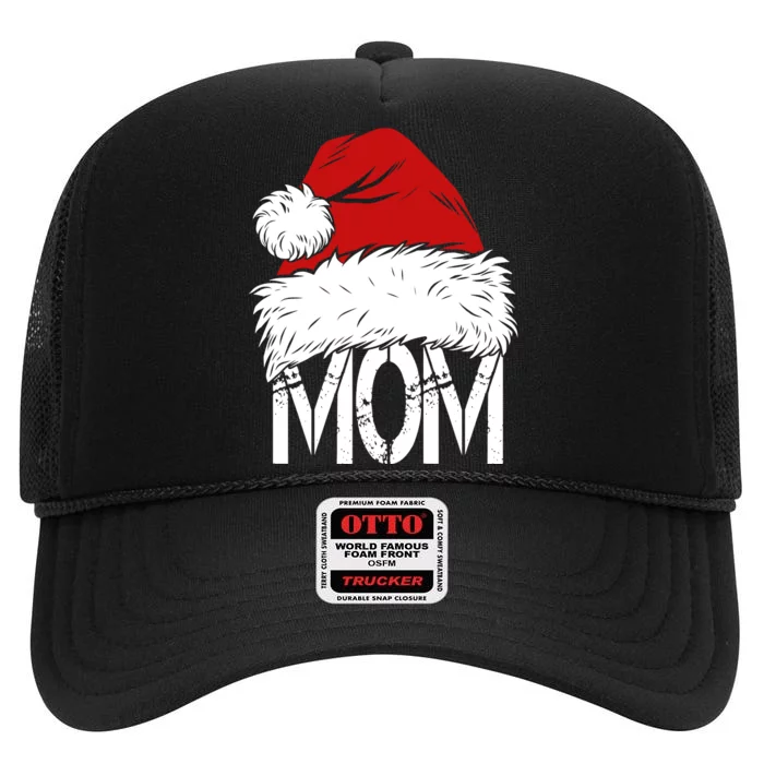 Christmas Santa Hat Mom High Crown Mesh Trucker Hat