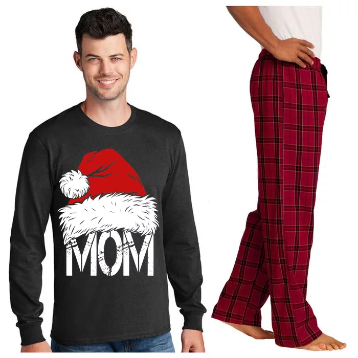 Christmas Santa Hat Mom Long Sleeve Pajama Set