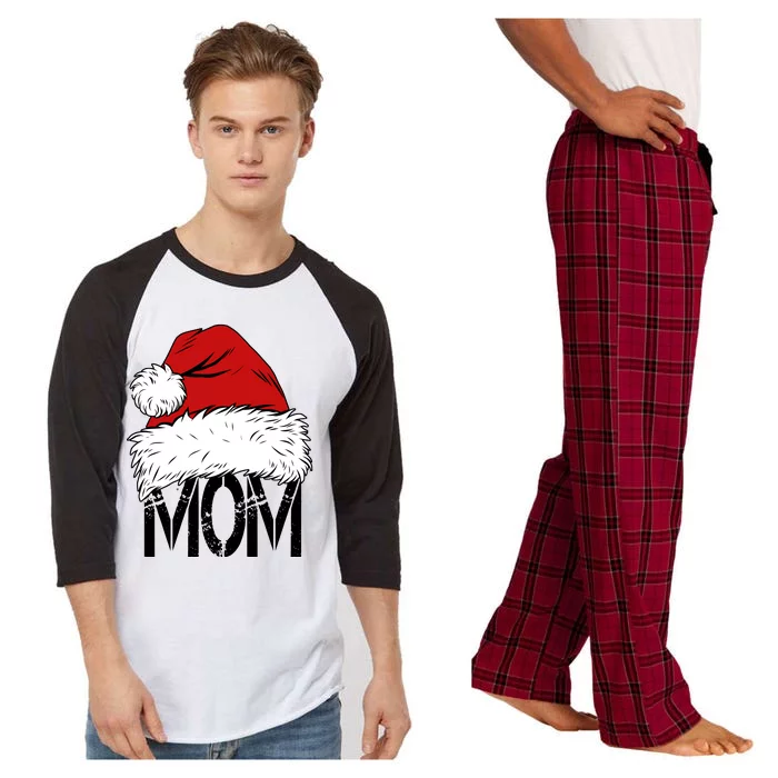 Christmas Santa Hat Mom Raglan Sleeve Pajama Set