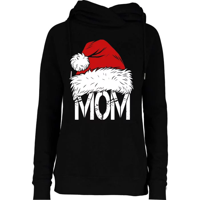 Christmas Santa Hat Mom Womens Funnel Neck Pullover Hood