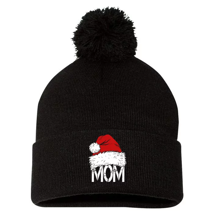 Christmas Santa Hat Mom Pom Pom 12in Knit Beanie