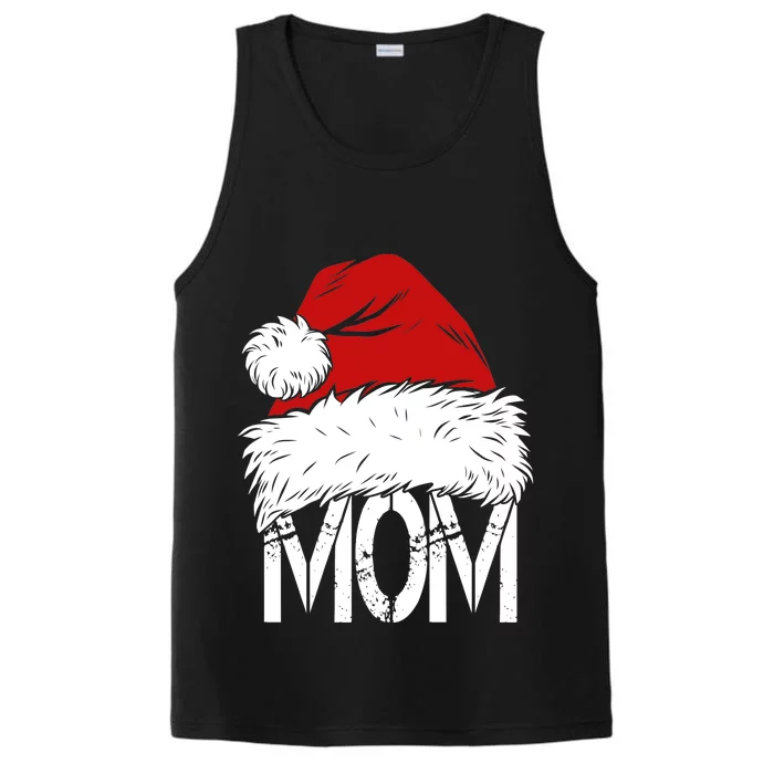 Christmas Santa Hat Mom Performance Tank