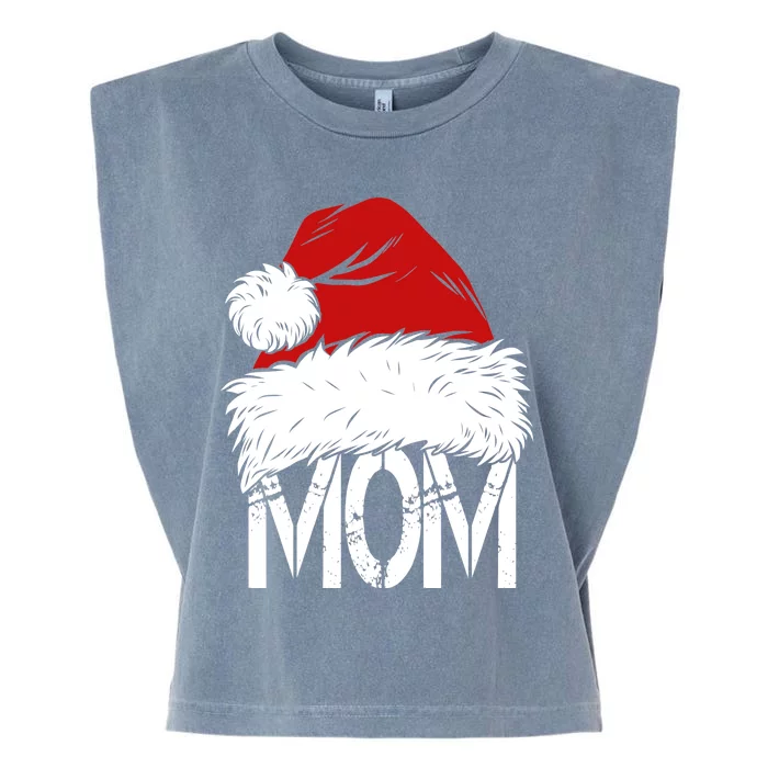 Christmas Santa Hat Mom Garment-Dyed Women's Muscle Tee