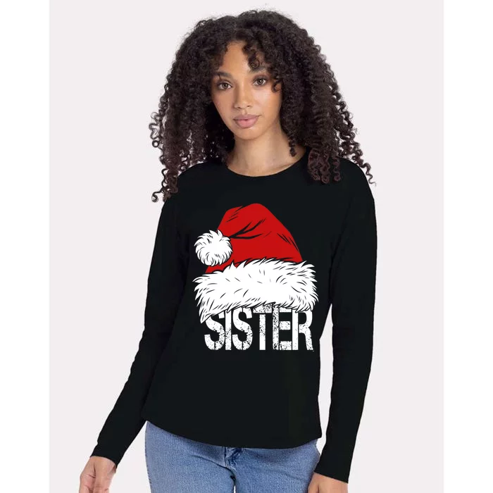 Christmas Santa Hat Sister Womens Cotton Relaxed Long Sleeve T-Shirt