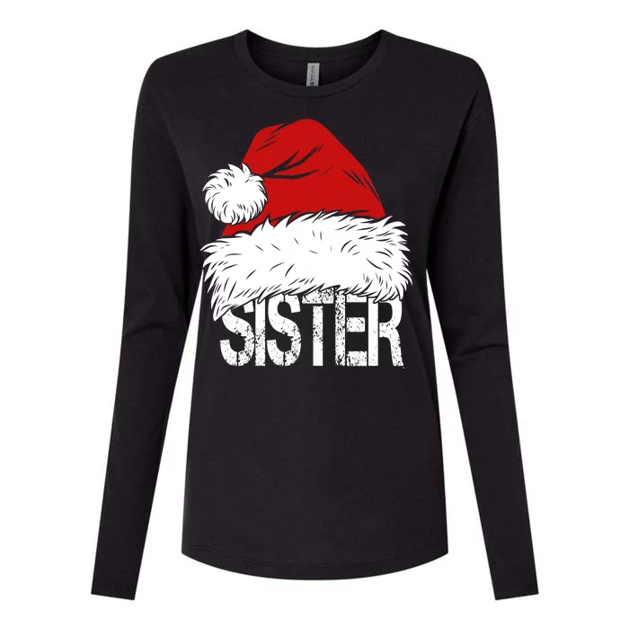 Christmas Santa Hat Sister Womens Cotton Relaxed Long Sleeve T-Shirt