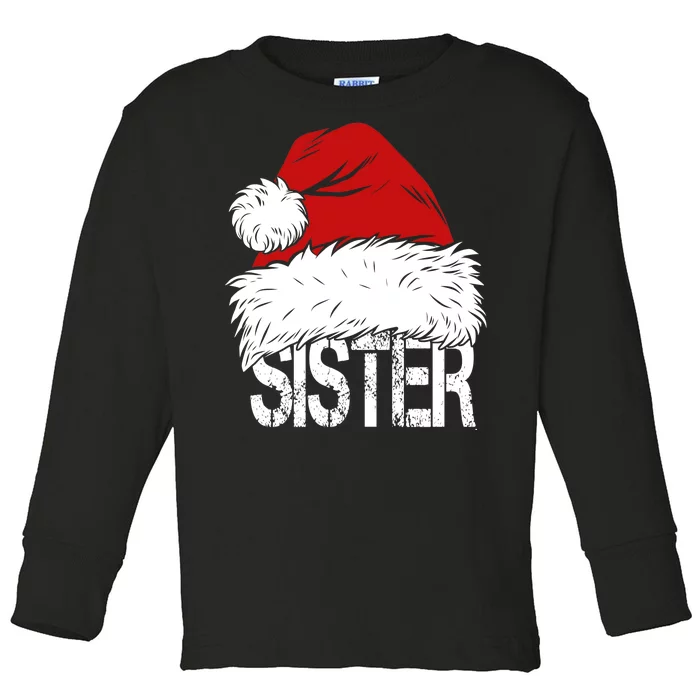 Christmas Santa Hat Sister Toddler Long Sleeve Shirt