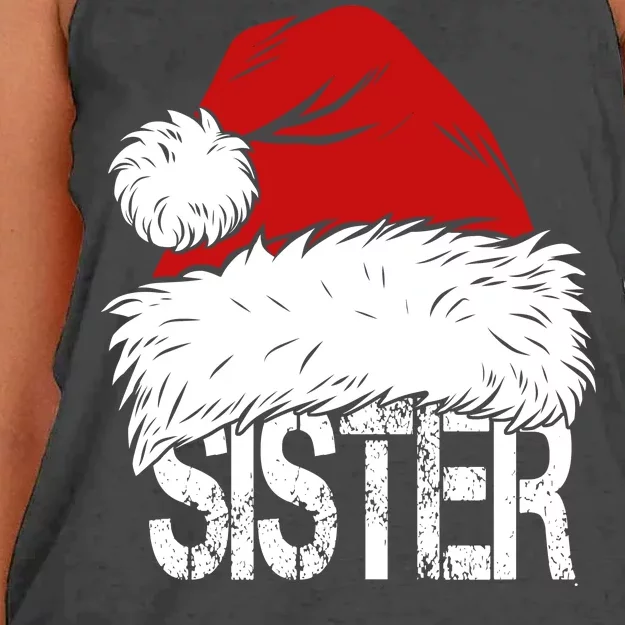 Christmas Santa Hat Sister Women's Knotted Racerback Tank