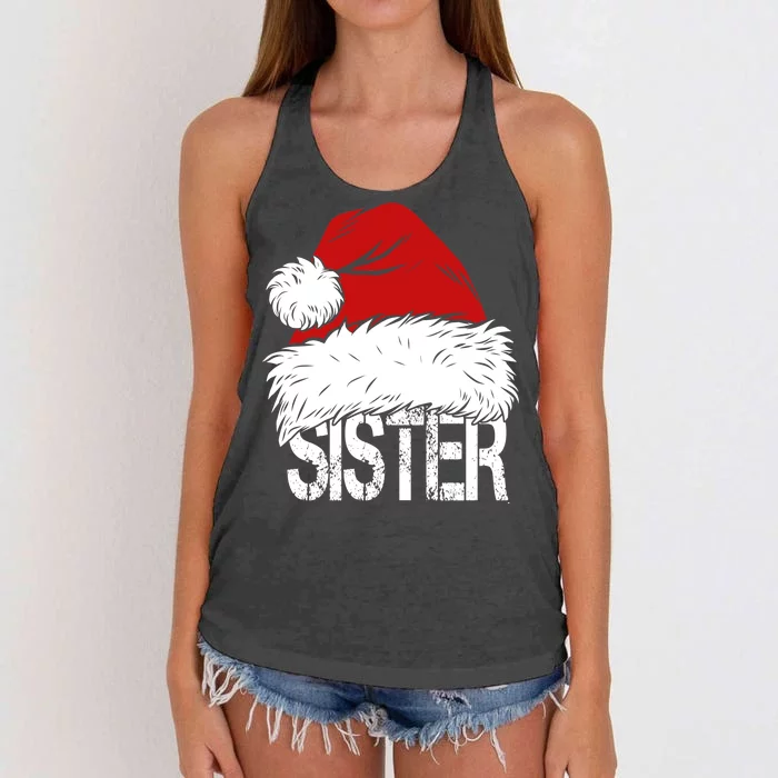 Christmas Santa Hat Sister Women's Knotted Racerback Tank