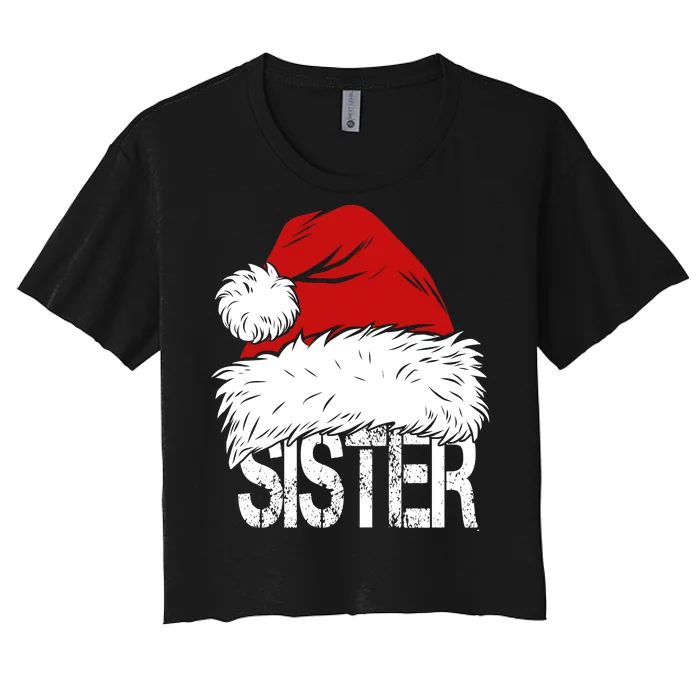 Christmas Santa Hat Sister Women's Crop Top Tee