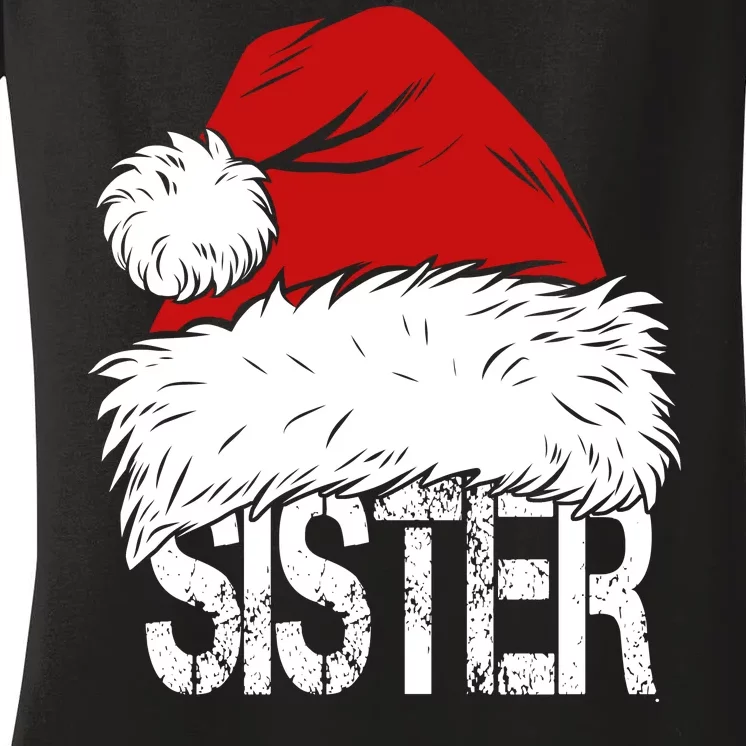 Christmas Santa Hat Sister Women's V-Neck T-Shirt