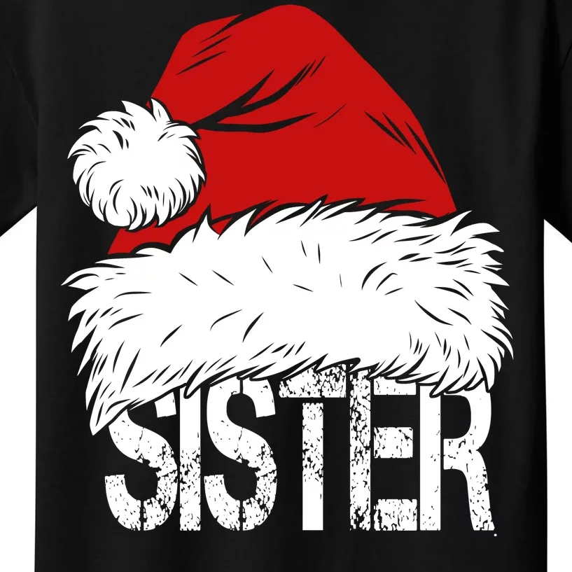 Christmas Santa Hat Sister Kids T-Shirt