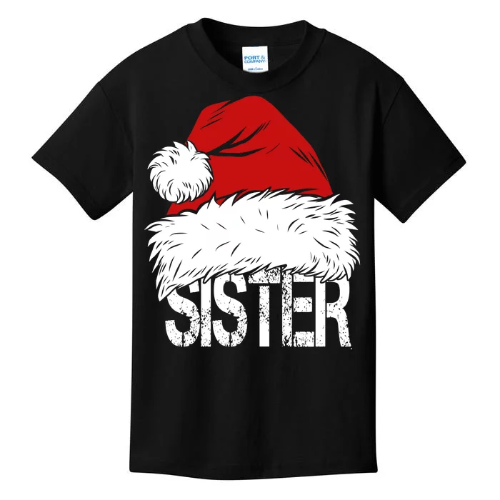 Christmas Santa Hat Sister Kids T-Shirt