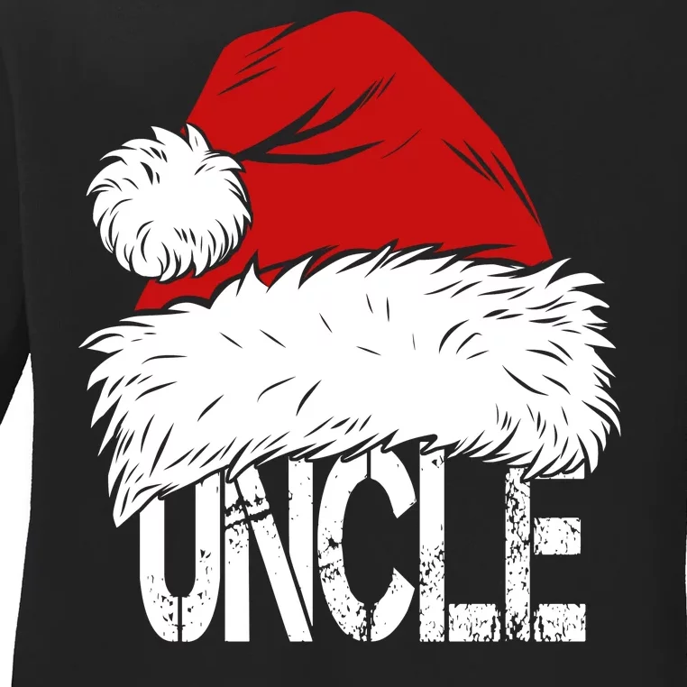 Christmas Santa Hat Uncle Ladies Long Sleeve Shirt