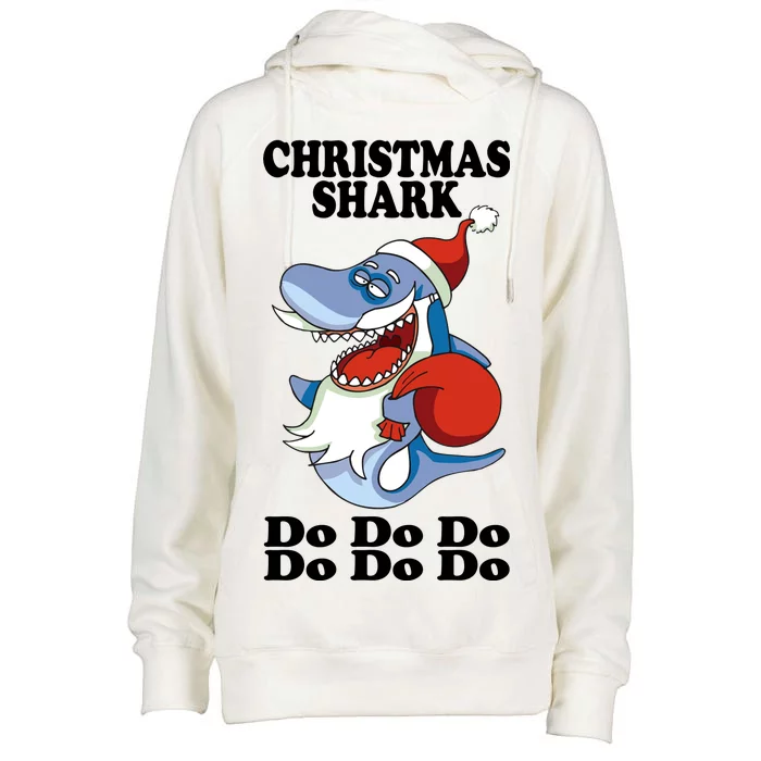 Christmas Santa Shark Do Do Do Womens Funnel Neck Pullover Hood