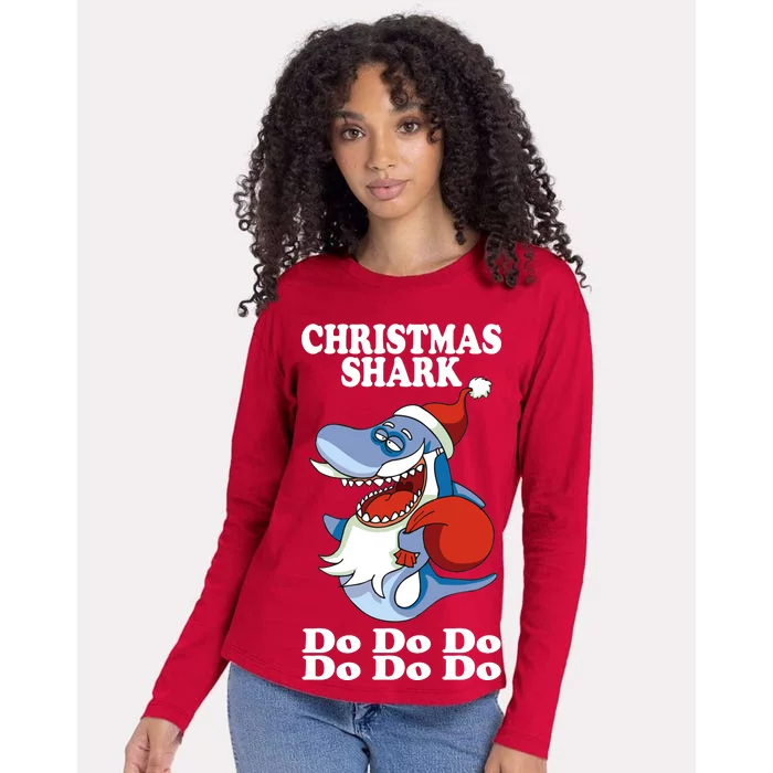 Christmas Santa Shark Do Do Do Womens Cotton Relaxed Long Sleeve T-Shirt