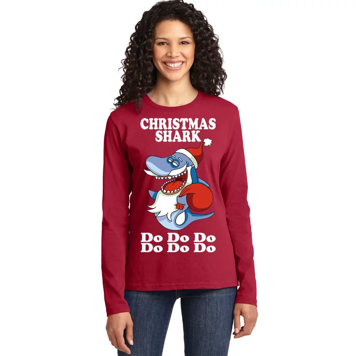 Christmas Santa Shark Do Do Do Ladies Long Sleeve Shirt