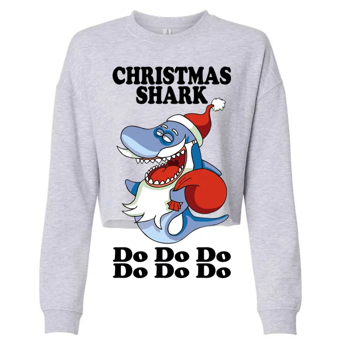 Christmas Santa Shark Do Do Do Cropped Pullover Crew