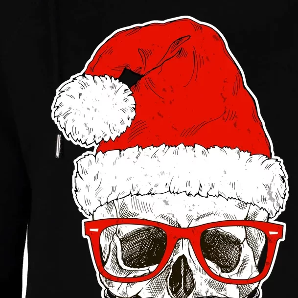 Christmas Santa Skull Womens Funnel Neck Pullover Hood