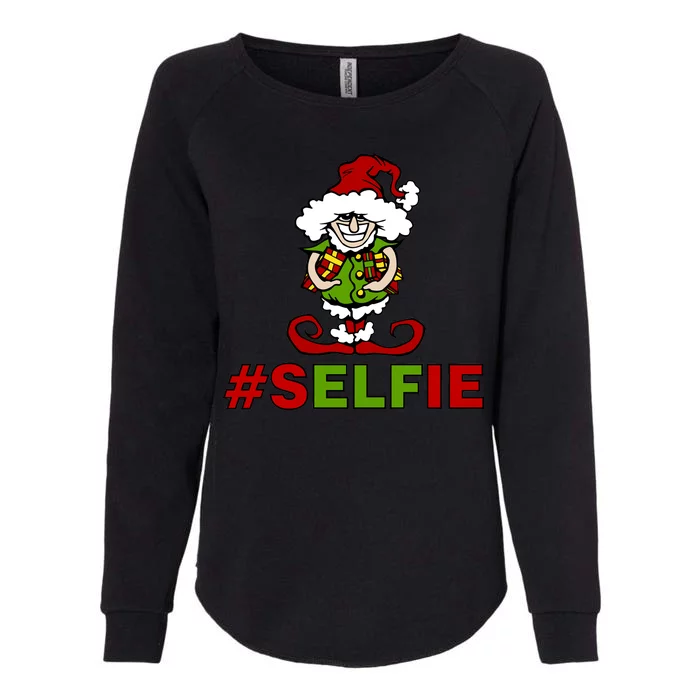 Christmas #Selfie Elf Womens California Wash Sweatshirt