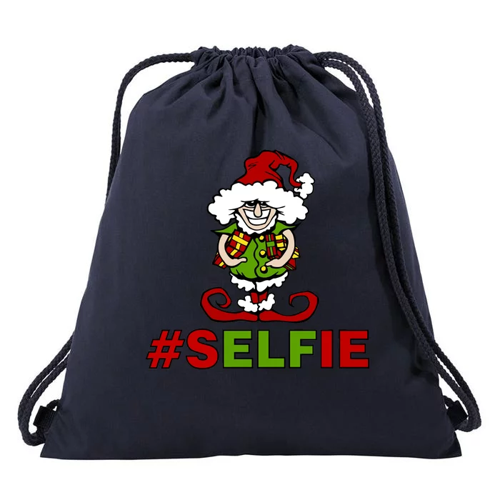 Christmas #Selfie Elf Drawstring Bag