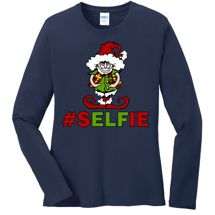 Christmas #Selfie Elf Ladies Long Sleeve Shirt