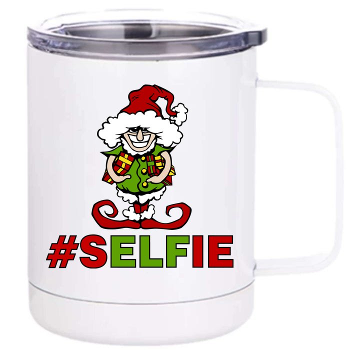 Christmas #Selfie Elf Front & Back 12oz Stainless Steel Tumbler Cup