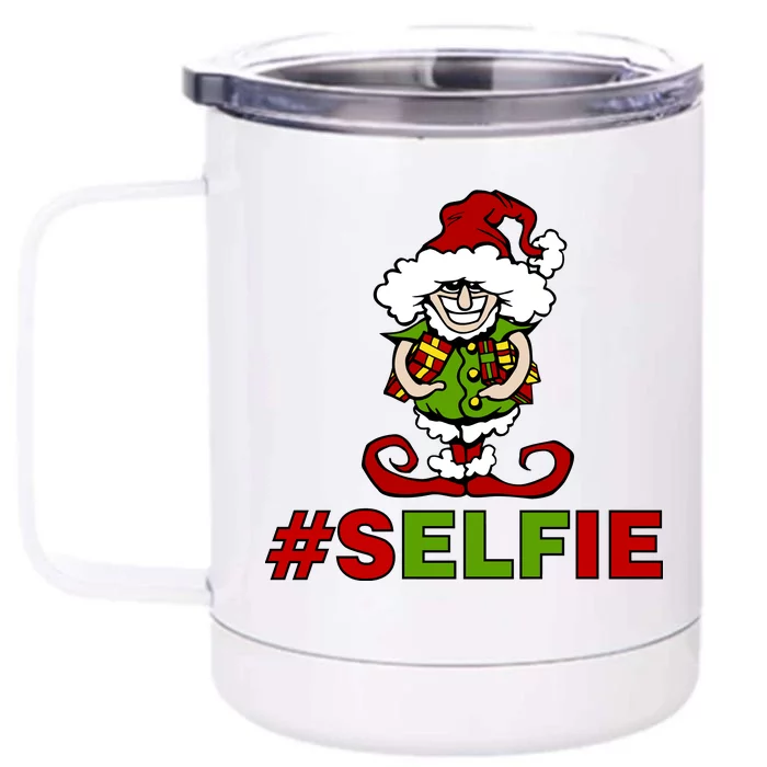 Christmas #Selfie Elf Front & Back 12oz Stainless Steel Tumbler Cup