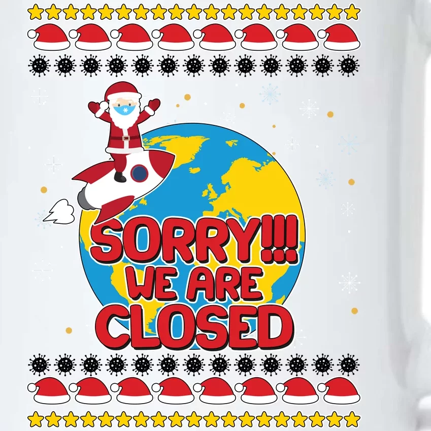 Christmas Sorry We Are Closed Santa On Rocket Quarantined Earth Black Color Changing Mug